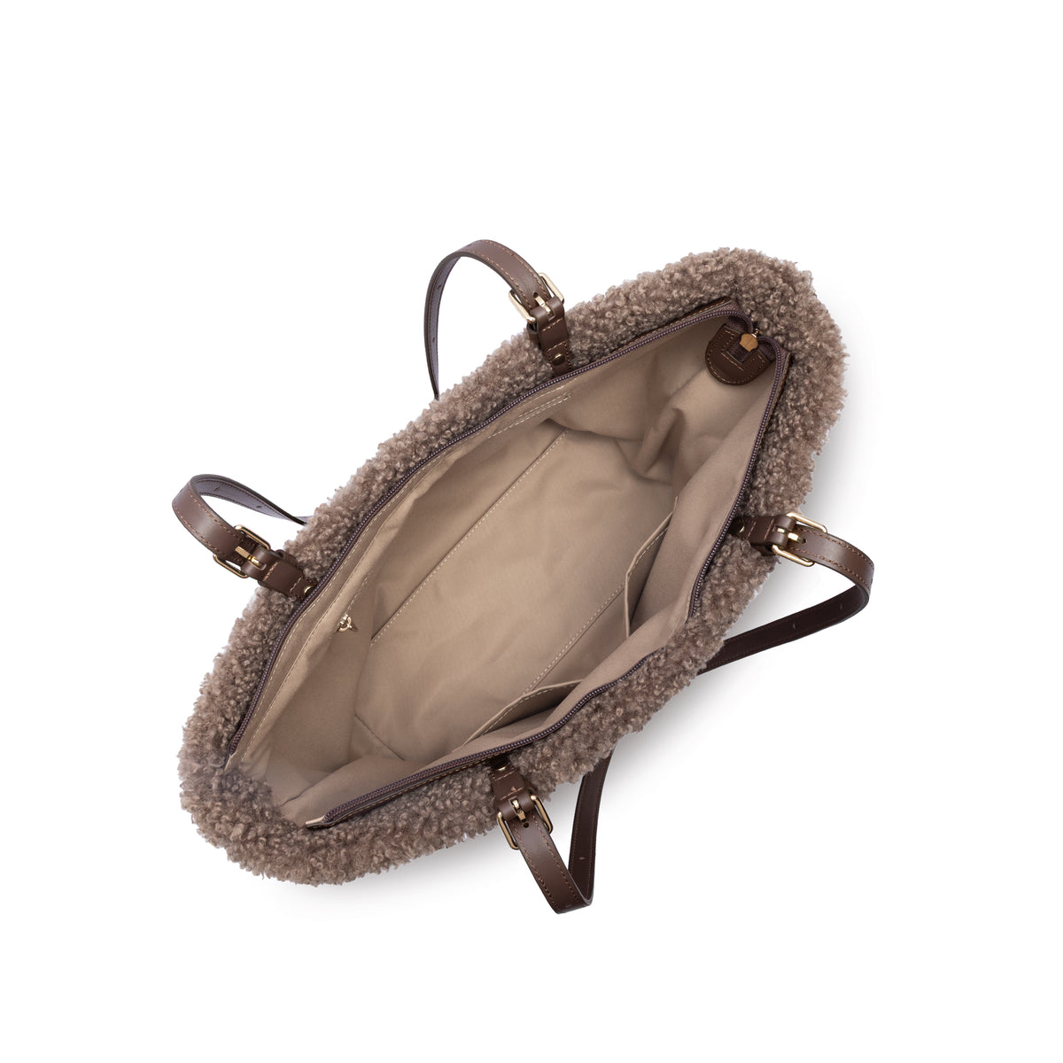 Lancaster Faux Shearling Shoulder Tote Bag