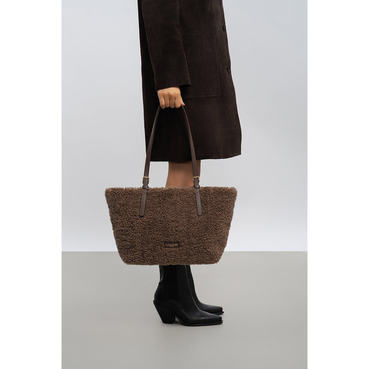 Lancaster Faux Shearling Shoulder Tote Bag