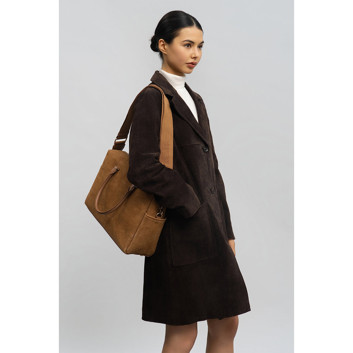 Sac cabas en cuir Suède Cube Lancaster