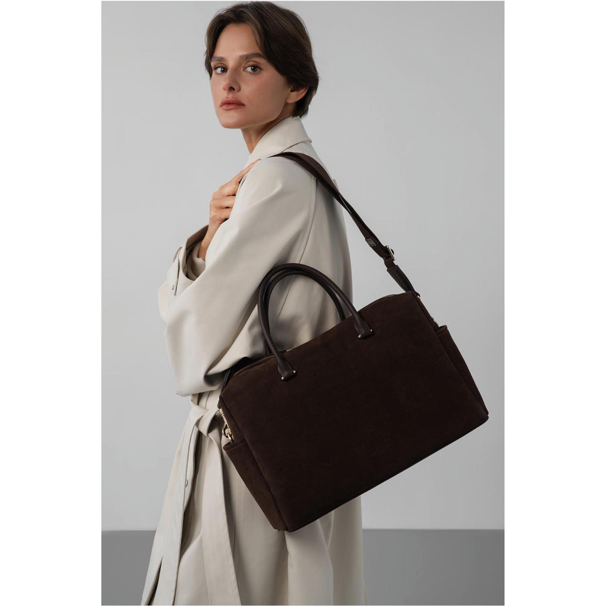 Sac cabas en cuir Suède Cube Lancaster