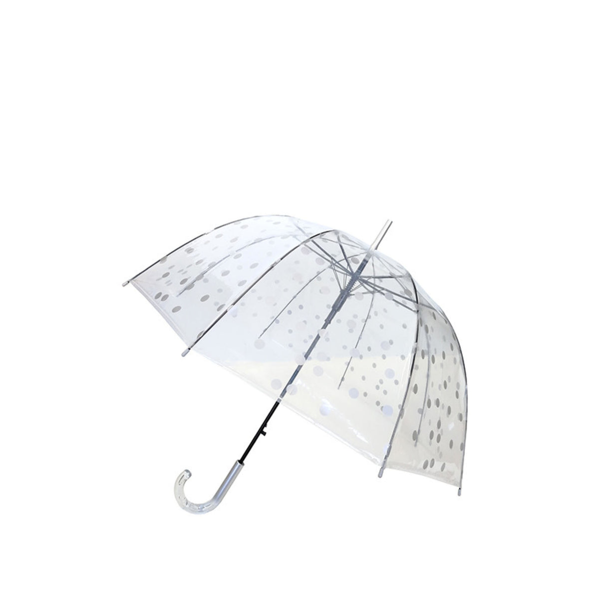 Parapluie long transparent pois argentés – vue 2