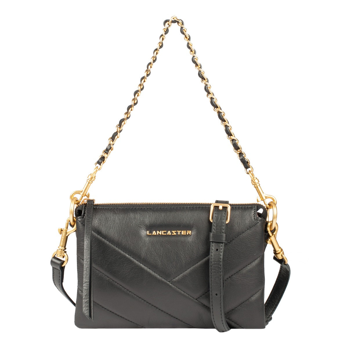 Petite pochette en cuir Soft Matelassé - Noir - Lancaster