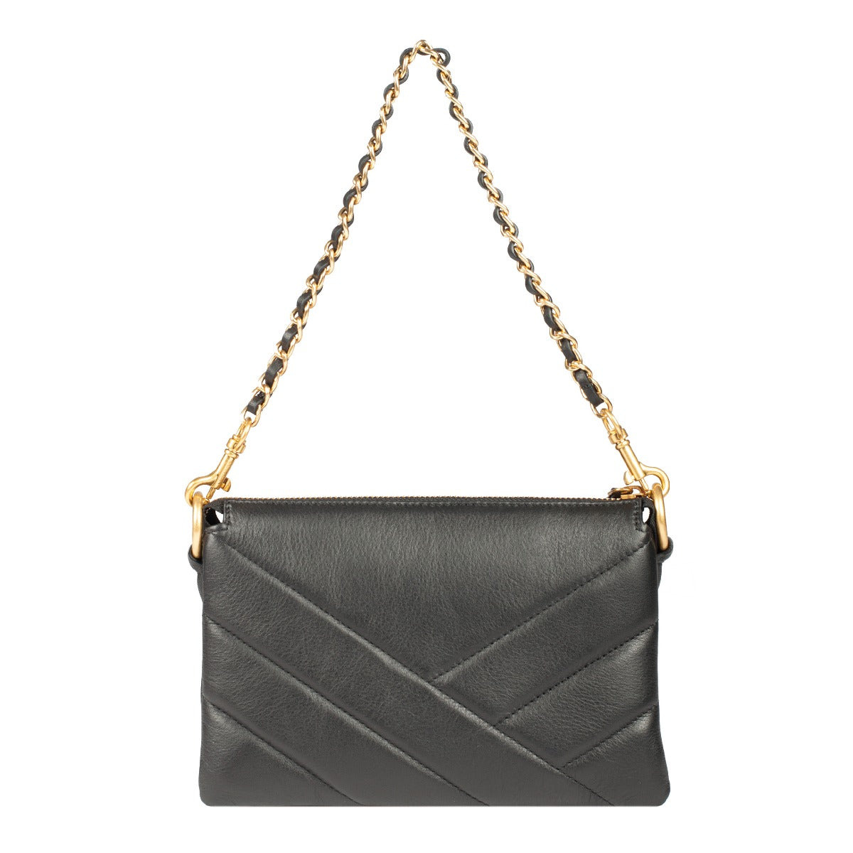 Petite pochette en cuir Soft Matelassé - Noir - Lancaster