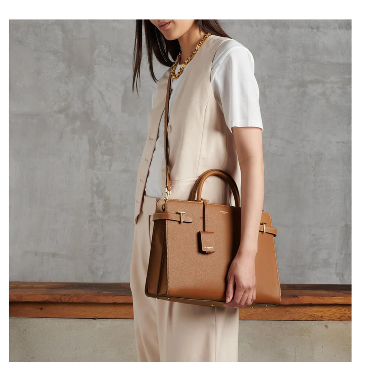 Grand sac à main en cuir Emilie Le Tanneur – vue 4