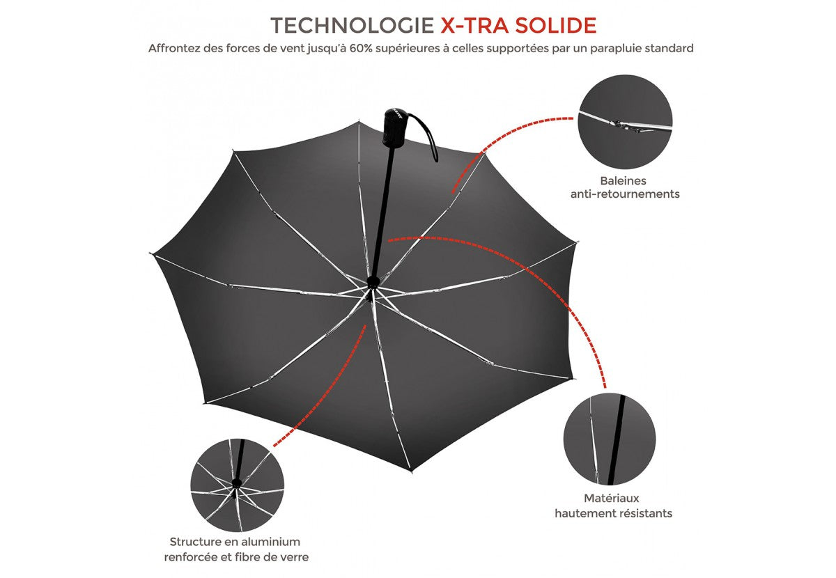 Parapluie pliant automatique X-tra Solide Isotoner – vue 5