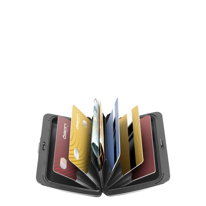 Porte cartes en aluminium Stockholm Wallet Smart Case V2 Ogon argent intérieur